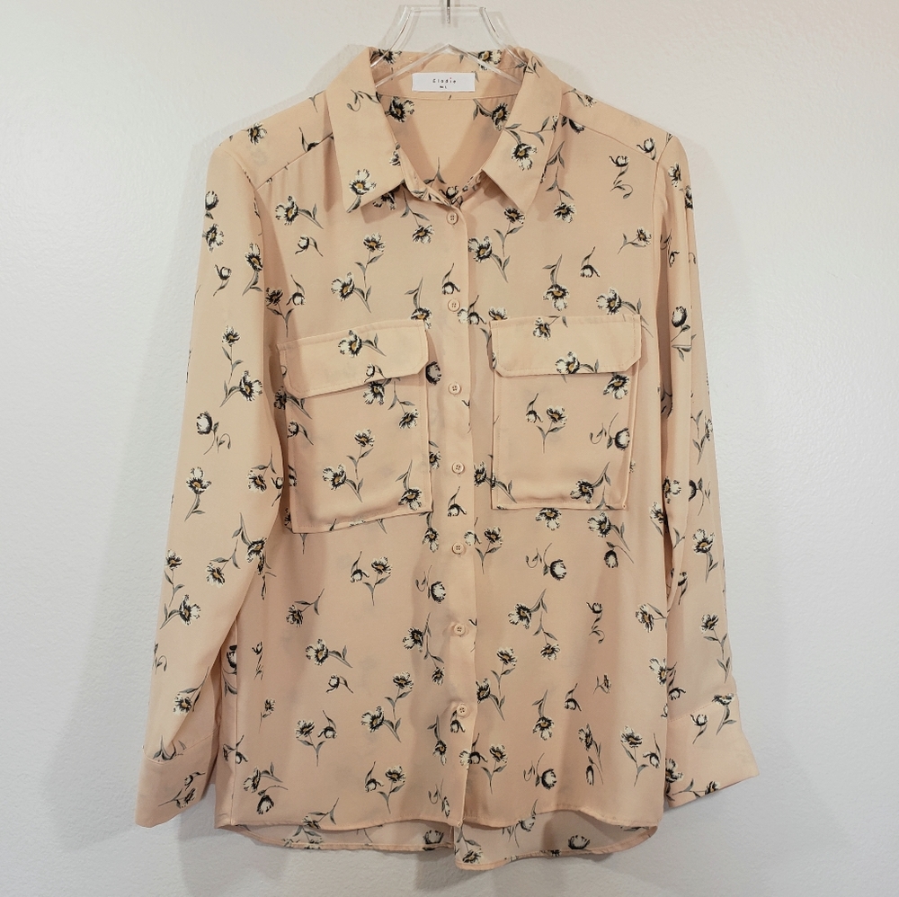 Elodie Anthropologie Button Up Floral Top Large